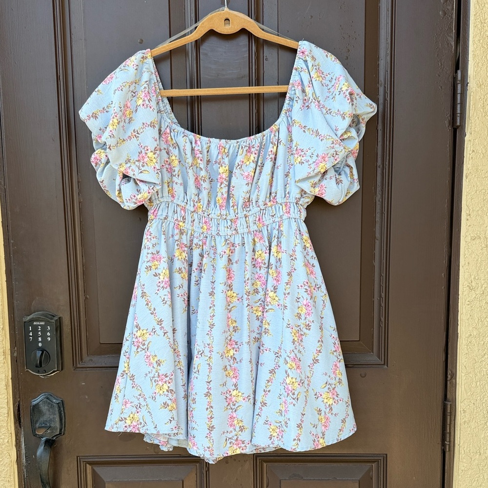 Floral juniors Dress in Blue and Pink